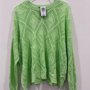 Torrid Lime Green Open-Knit Sweater